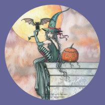 Witch Cat Halloween Stickers by Molly Harrison