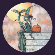 Witch Cat Halloween Stickers by Molly Harrison stickers