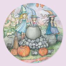Witch Cat Halloween Stickers by Molly Harrison