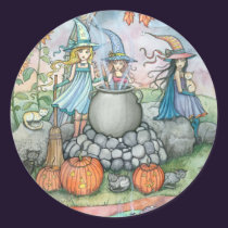 Witch Cat Halloween Stickers by Molly Harrison stickers