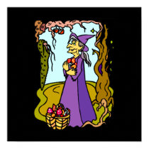 Witch collecting mushrooms posters