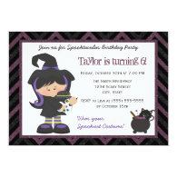 Easy to Personalize Girls Witch costume Halloween Birthday Party Invitation