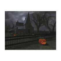 Witch Cottage with Pumpkin Lantern Postcards