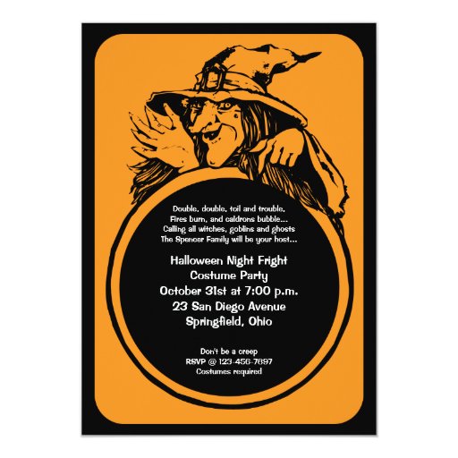 witch crystal ball halloween party invitation zazzle witch invitation