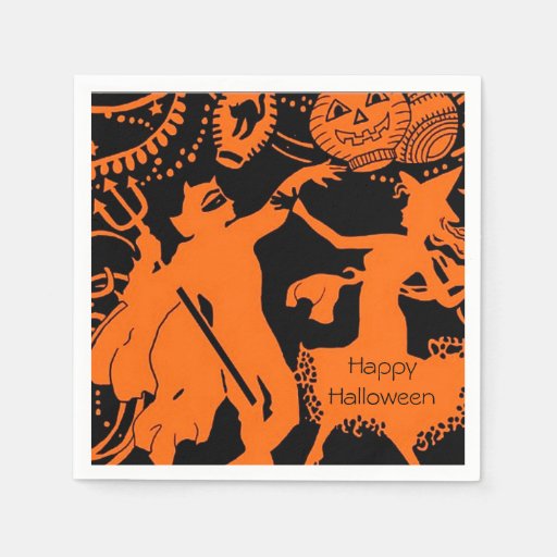 Witch Devil Vintage Art Deco Halloween Party Paper Napkin Zazzle