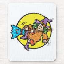 witch falling off broomstick mousepads