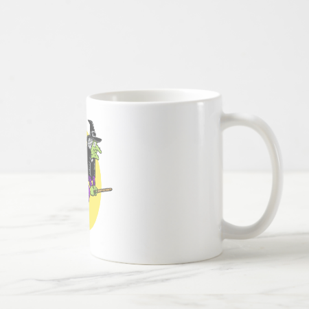 Witch flying by moon classic white coffee mug Witch flying by moon classic white coffee mug