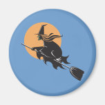 Witch Flying Halloween Magnet