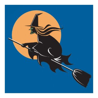 Witch Flying Halloween poster print