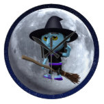 Witch full moon halloween clock