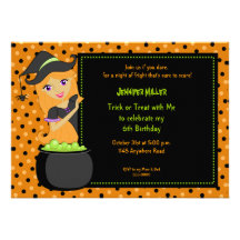 Witch Halloween Birthday Invitation