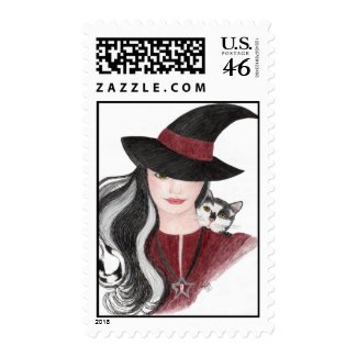 witch halloween stamp