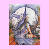 Witch in a pumpkin patch Postcard