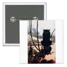 Witch in Cat Form Pinback Buttons
