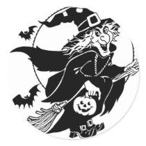 Witch in Flight - Halloween Sticker by dchaddad Witch in Flight - Halloween Sticker