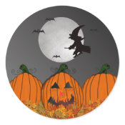 Witch in Flight Halloween Stickers
