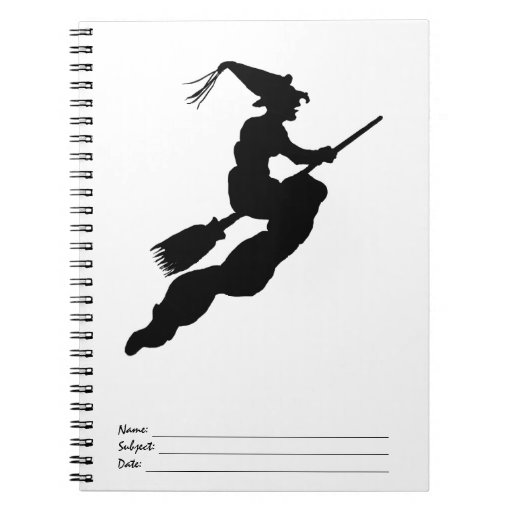 Witch In Flight On Broom Silhouette Notebook Zazzle