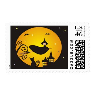 Witch in Flight stamp