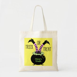 Witch Legs in Black Pot I Trick or Treat Bags