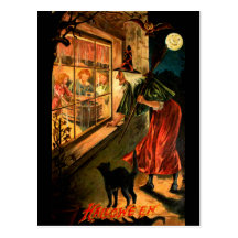 Witch Looking Through Window Postcard