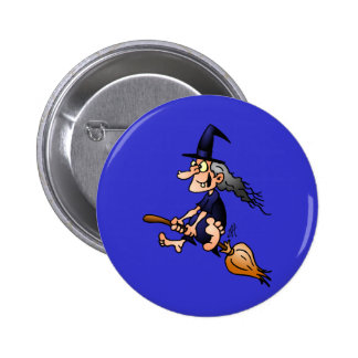 Witch on a broom 2 inch round button