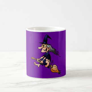 Witch on a broom classic white coffee mug
