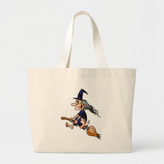 Witch on a broom jumbo tote bag