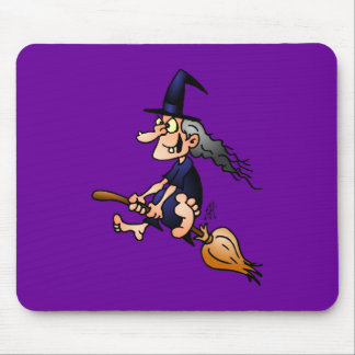 Witch on a broom mouse pad