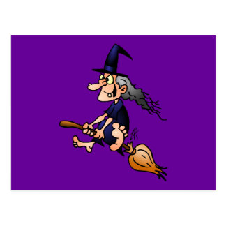 Witch on a broom postcard