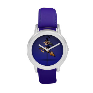 Witch on a broom wrist watches