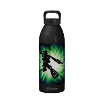 Witch on Broom Silhouette Reusable Water Bottle