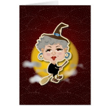 Witch On Broomstick Cards