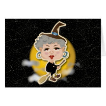 Witch On Broomstick Cards