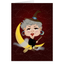 Witch On Broomstick Greeting Cards