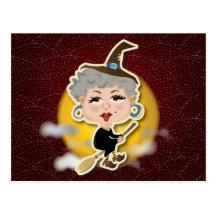 Witch On Broomstick Post Cards