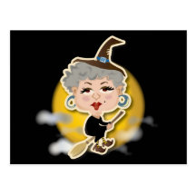 Witch On Broomstick Post Cards