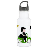 Witch Riding A Green Moped 18oz Water Bottle
