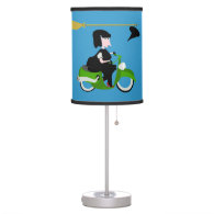 Witch Riding A Green Moped Desk Lamp