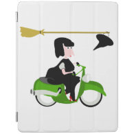 Witch Riding A Green Moped iPad Cover