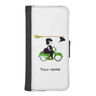 Witch Riding A Green Moped iPhone 5 Wallet Case