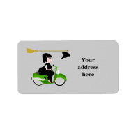 Witch Riding A Green Moped Personalized Address Label