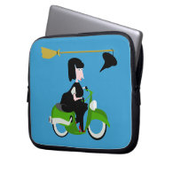 Witch Riding A Green Moped Laptop Computer Sleeves