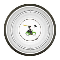 Witch Riding A Green Moped Pet Bowl