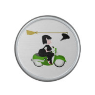 Witch Riding A Green Moped Speaker