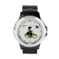 Witch Riding A Green Moped Wristwatch