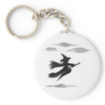 Witch Riding Her Broom Painted Design keychains