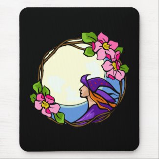 Witch staring at the Moon mousepad