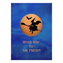 Witch way to the partay Halloween party Invitation