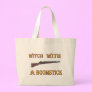 Witch with a boomstick tote bag