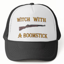 Witch with a boomstick hats